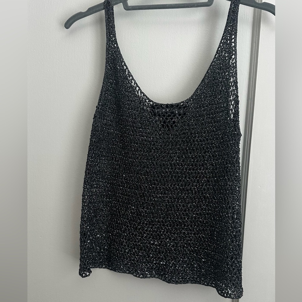 Vintage Y2K metallic mesh crochet knit cami tank